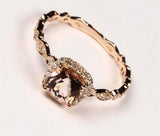 2.15ct Engagement Ring Cushion Cut Peach Morganite Halo 14k Yellow Gold Finish