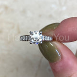 2.2ct Round Cut Moissanite Channel Set Engagement Ring 14k White Gold Plated