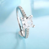 Solitaire with Accent Engagement Ring 1.5ct Princess Diamond 14k White Gold Over