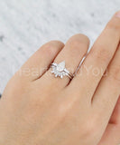 2.3ct Pear Cut Simulated Diamond Bridal Set Curved Band 14k White Gold Plated
