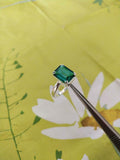 2.1ct Engagement Ring Green Emerald Cut Solitaire Women 14k White Gold Finish