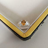 1.5ct Engagement Ring Oval Cut Yellow Citrine Partywear 14k White Gold Finish