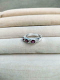 2.5ct Wedding Band Oval Cut Pink Ruby Stylish Three Stone 14k White Gold Finish