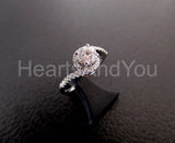 2.4ct Round Cut Moissanite Swirl Twist Engagement Ring 14k White Gold Plated