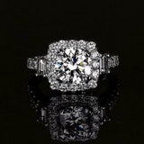 4Ct Round Cut Diamond Halo Iced Exquisite Engagement Ring 14K White Gold Finish