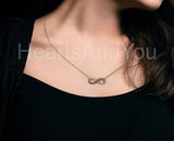 0.3ct Round Simulated Black Diamond Infinity Pendant Chain 14k White Gold Plated