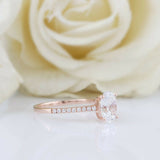 1.6ct Oval Cut Diamond Engagement Ring Solitaire with Accents 14k Rose Gold Over