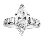 3.8ct Marquise Cut Diamond Solitaire with Accents Ring 14K White Gold Finish