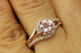 1.2ct Round Cut Peach Morganite Engagement Ring 14k Rose Gold Finish Split Shank