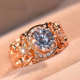 2.4ct Round Cut Diamond Engagement Ring 14k Rose Gold Finish Unique Halo Floral