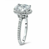 4ct Oval Cut Diamond Halo Engagement Ring 14K White Gold Finish Round Accents