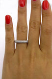 3Ct Round Brilliant Cut Diamond 3 Row Iced Eternity Band 18K White Gold Finish