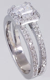 Halo Split Shank Engagement Ring 2ct Asscher Cut Diamond 14k White Gold Finish