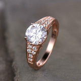 2.3ct Engagement Ring Round Cut Diamond Solitaire with Accent 14k Rose Gold Over
