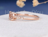 1ct Round Cut Simulated Morganite Accented Engagement Ring 14k Rose Gold Plated