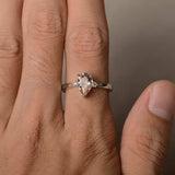 1.25ct Pear Cut Peach Morganite Trilogy Engagement Ring 14k White Gold Finish