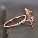 2.4ct Engagement Ring Oval Cut Morganite Sunburst Diamond 14k Rose Gold Finish