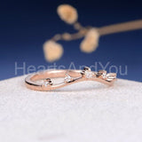 0.2ct Round Cut Moissanite Curved Minimalist Wedding Band 14k Rose Gold Plated