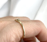 0.1ct Round Cut Moissanite Curved Minimalist Engage Ring 14k Yellow Gold Plated