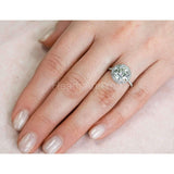 2.2ct Round Cut Moissanite Halo Women Engagement Ring 14k White Gold Plated