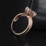 2ct Round Cut Diamond Engagement Ring 14k Rose Gold Finish Lotus Flower Design
