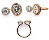 5Ct Oval Round Cut Diamond Unique Open Halo Engagement Ring 14K Rose Gold Finish