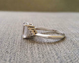 2ct Emerald Cut Diamond Engagement Ring Petite Round Accent 14k WhiteGold Finish