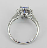 3Ct Round Cut Blue Tanzanite Diamond Halo Engagement Ring 14K White Gold Finish