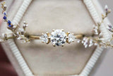 Trillion Accents Trilogy Engagement Ring 1.6ct Round Diamond 14k YellowGold Over