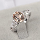 2.5ct Oval Cut Morganite Solitaire Infinity Round Accent Ring 14k WhiteGold Over