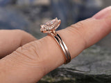 1Ct Pear Cut Peach Morganite Bridal Set Halo Engagement Ring 14K Rose Gold Over