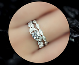 2ct Round Cut Diamond Engagement Ring 14k White Gold Finish Milgrain Bridal Set