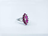 2.2ct Engagement Ring Pear Cut Pink Ruby Art Deco 14k White Gold Finish