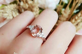 2ct Oval Cut Peach Morganite Engagement Ring 14k White Gold Over Trilogy Style