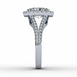 2.7ct Radiant Cut Diamond Engagement Ring Halo Split Shank 14k White Gold Finish