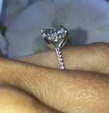 2.2ct Round Cut Diamond Crown Solitaire Engagement Ring 14k White Gold Finish
