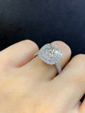 3ct Cushion Cut Diamond Accent Double Halo Engagement Ring 14k White Gold Finish