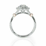 3.9ct Round Cut Diamond Split Band Dual Halo Engagement Ring 14K White Gold Over