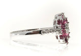 2.5ct Oval Cut Pink Ruby Engagement Ring Flower Solitaire 14k White Gold Finish