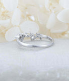 1.3ct Marquise Cut Diamond Wedding Ring Band Floral Cluster 14k WhiteGold Finish