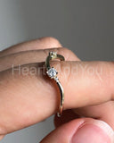 0.1ct Round Cut Moissanite Two Stone Stackable Women Band 14k Yellow Gold Plated