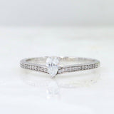 0.3ct Pear Simulated Diamond Minimalist Engagement Ring 14k White Gold Plated