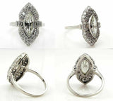 6.5ct Marquise Cut Diamond Unique Vintage Engagement Ring 14K White Gold Finish