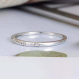 0.2ct Round Cut VVS1 Diamond Wedding Band Fancy Minimalist 14k White Gold Finish