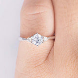 1.2ct Round Cut VVS1D Diamond Engagement Ring Three Stone 14k White Gold Finish