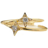 0.2ct Round Cut Moissanite Dainty Starburst Minimal Ring 14k Yellow Gold Plated