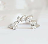 1.5ct Marquise Cut Diamond Engagement Ring 14k White Gold Finish Unique Crown