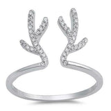 1Ct Round Cut Diamond Deer Antler Horns Stylish Party Ring 14K White Gold Finish