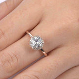 1.7ct Round Cut VVS1D Diamond Engagement Ring Halo Solitaire 14k RoseGold Finish