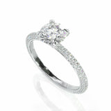 3Ct Round Cut Diamond Iced Shank Solitaire Engagement Ring 14K White Gold Finish